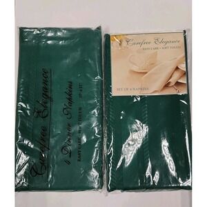 Carefree Elegance Fabric Dinner Napkins 2 Sets Of 4 Hunter Green Stripe Accent
